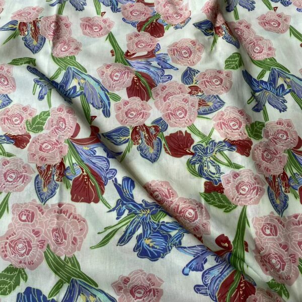 High-End Floral Cotton Poplin Fabric – 100% Cotton Reactive Printed Fabric for Dresses & Kidswear