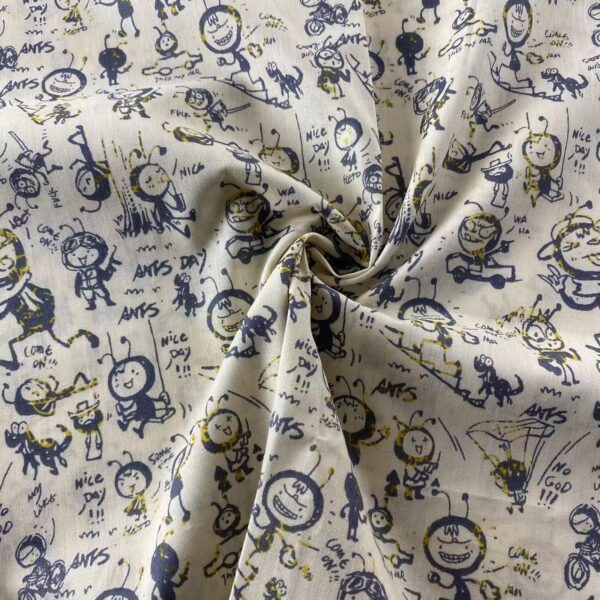 Cotton Poplin Cartoon Ant Print Fabric – Kidswear & Women’s Dresses