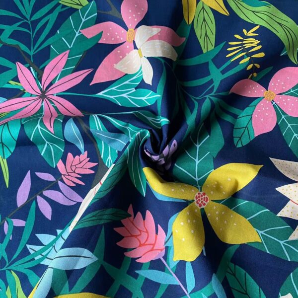 Hawaiian Tropical Print 100% Cotton Poplin Fabric – For Men’s Shirts, Beach Shorts & Summer Wear
