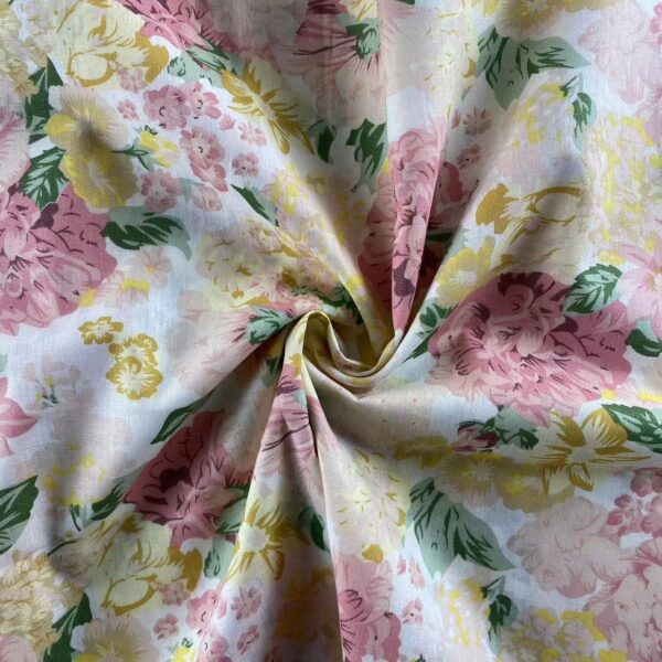 Large Floral Print Cotton Poplin Fabric – 100% Cotton for Dresses & Kidswear