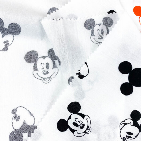 100% Cotton Printed Poplin Fabric — Cartoon Mickey Design for Kids