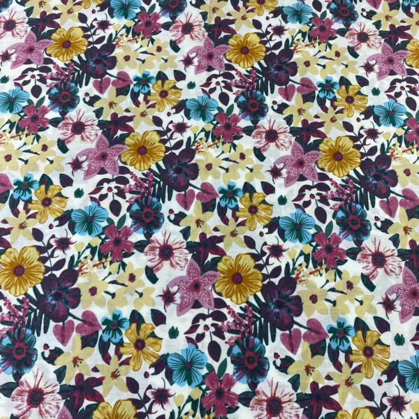 主图-05 100% Cotton Printed Poplin Fabric — Countryside Floral Dress Material