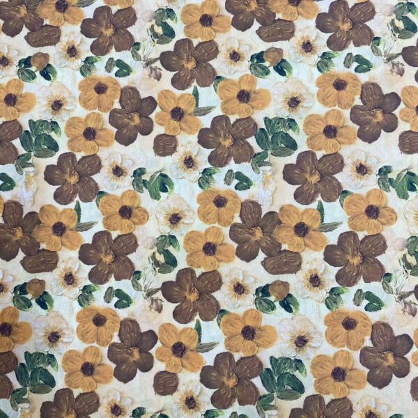 100% Cotton 3D Oil Painting Style Fabric — Artistic & Lightweight for Apparel