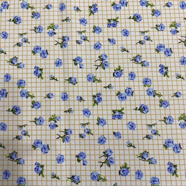 100% Cotton Digital Printed Gingham Floral Fabric — Light, Breathable & Colorfast