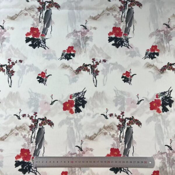 100% Cotton Digital Printed Fabric — Jiangnan Ink-Style Chinese Pattern