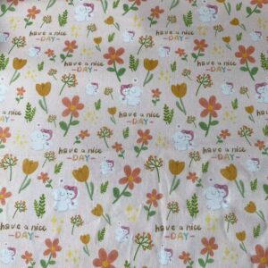 100% Cotton Cartoon Floral Fabric — Soft & Comfortable for Kidswear