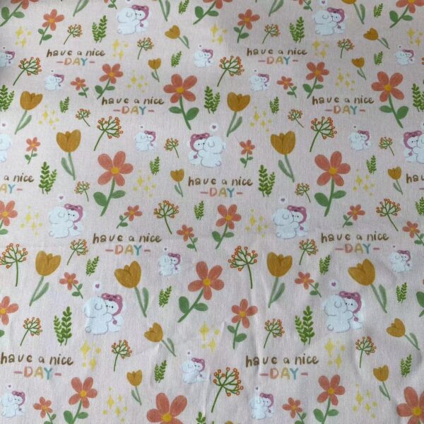 100% Cotton Cartoon Floral Fabric — Soft & Comfortable for Kidswear