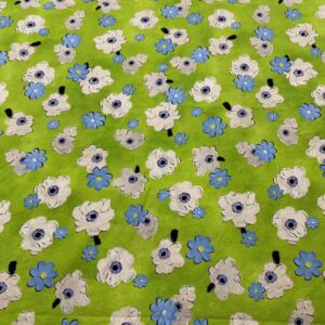 100% Cotton 3D Oil Painting Green Pastoral Fabric — Premium Kidswear & Dress Material