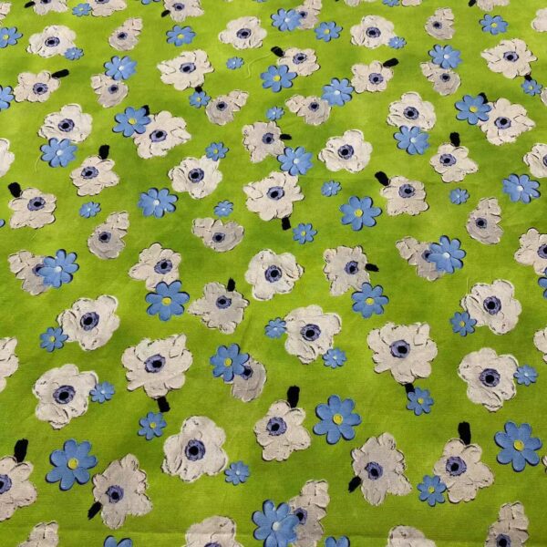 100% Cotton 3D Oil Painting Green Pastoral Fabric — Premium Kidswear & Dress Material