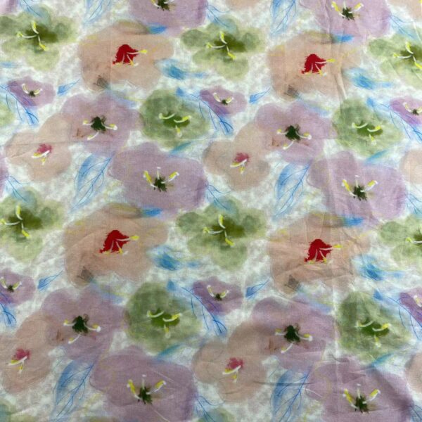 100% Cotton Digital Printed Gradient Floral Fabric — Elegant & Soft Touch