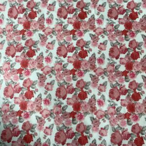 100% Cotton Digital Printed Rose Cluster Fabric — Soft & Elegant for Garments