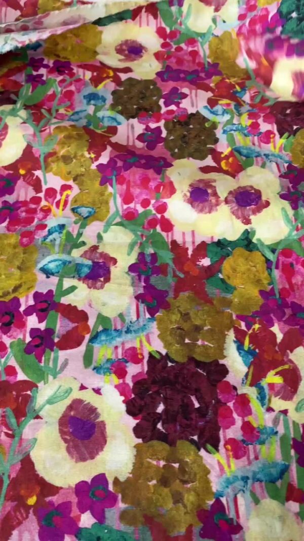 100% Cotton Poplin Digital Printed Fabric — Soft & Color-Rich Oil Painting Style