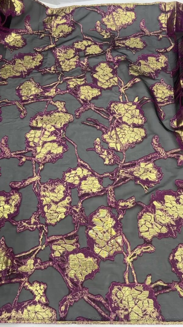 Metallic Thread Embroidered Jacquard Brocade Fabric — Luxurious & Structured