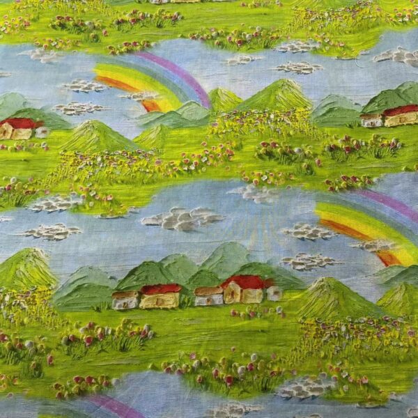 100% Cotton Digital Printed 3D Oil Painting Fabric — Premium, Vibrant & Textured