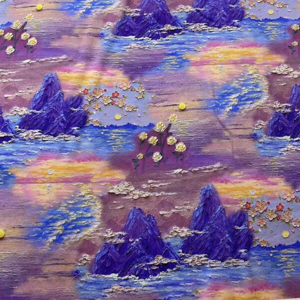 100% Cotton Digital Printed 3D Chinese-Style Oil Painting Fabric — Soft, Premium & Artistic