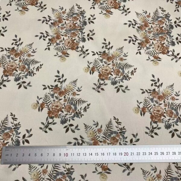 主图-02 100% Cotton Combed Digital Printed Vintage Floral Fabric — Soft, Elegant & Durable