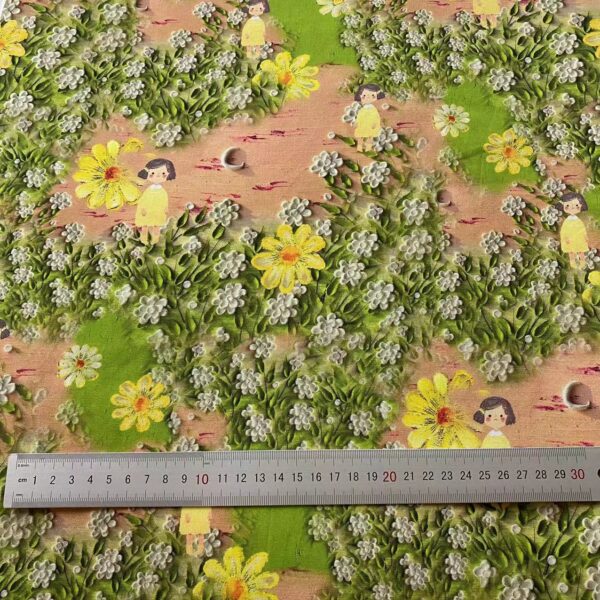主图-02 100% Cotton Digital Printed 3D Oil Painting Garden Girl Fabric — Premium Kids & Women Apparel Material
