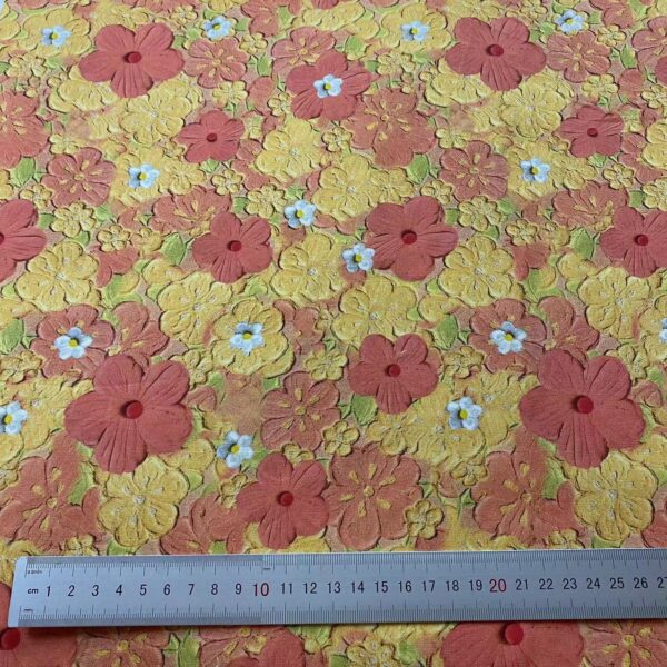 100% Cotton 3D Oil Painting Floral Fabric — Soft Lightweight Material for Kidswear & Dresses