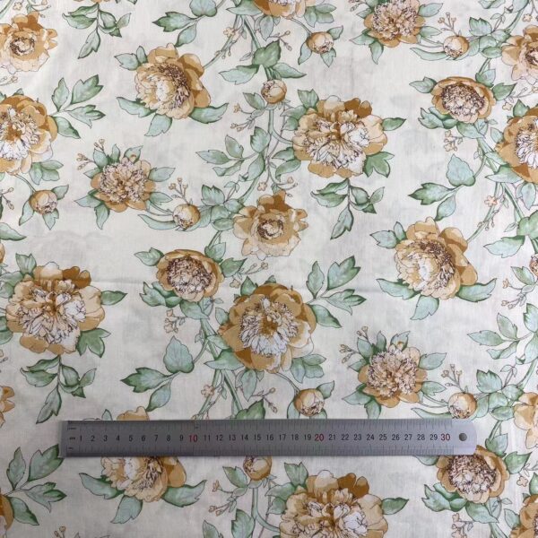 主图-02 100% Cotton Digital Printed Vintage Peony Rose Fabric — Soft, Breathable & Color-Rich
