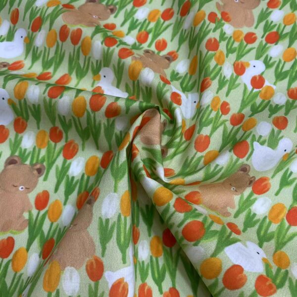 100% Cotton Combed Digital Printed Cartoon Fabric — Soft & Comfortable for Kids and Women