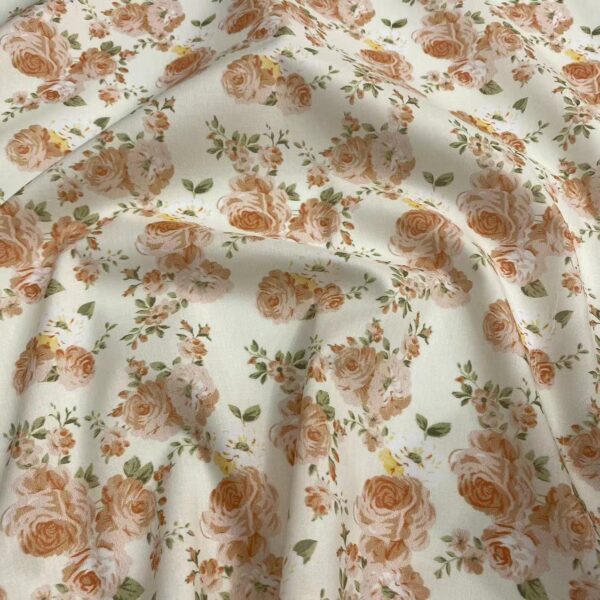 100% Combed Cotton Digital Printed Fabric — Vintage Floral Design