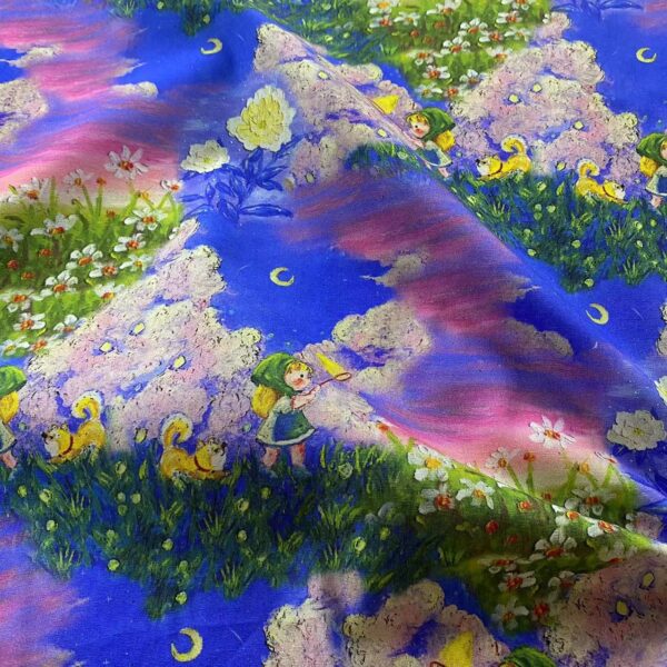 100% Cotton 3D Oil-Painting Printed Fabric — Artistic & High-Definition for Kidswear