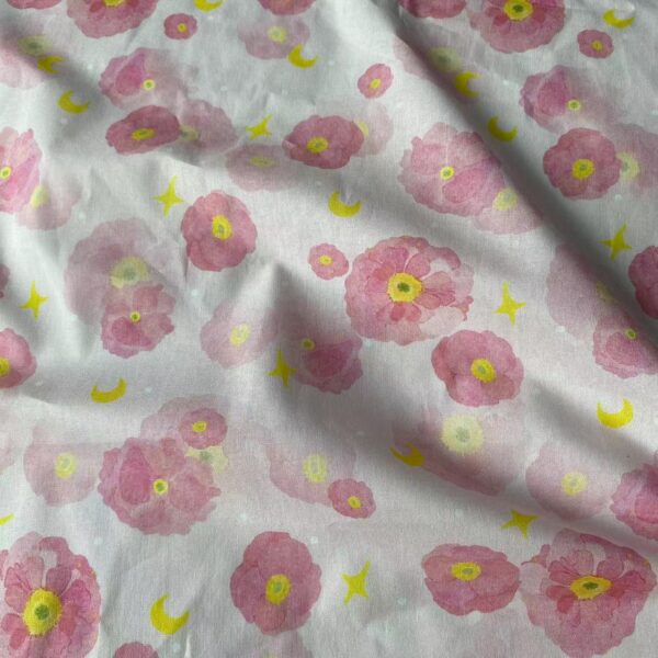 主图-03 100% Cotton Digital Printed Blurred Pink Floral Fabric — Soft & Elegant for Kids & Women