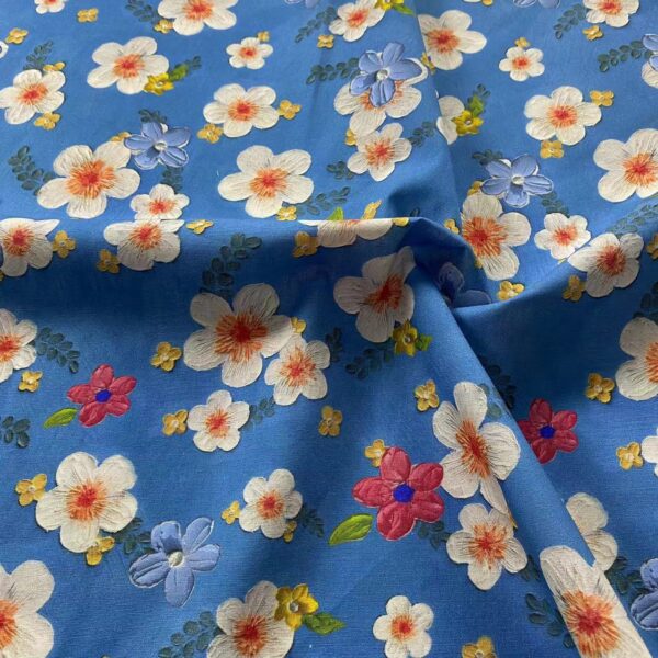 100% Cotton Digital Printed 3D Oil Painting Pastoral Fabric — Premium Kids & Women Apparel Material