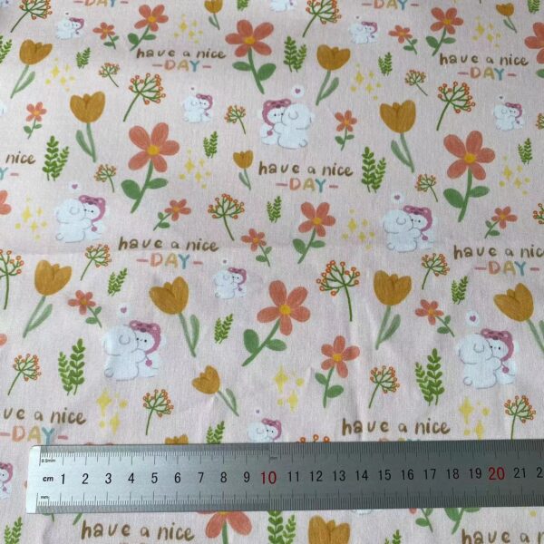 100% Cotton Cartoon Floral Fabric — Soft & Comfortable for Kidswear