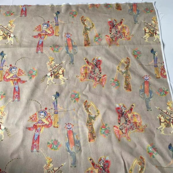100% Cotton Chinese Shadow Puppet Print Fabric — Premium Kidswear & Home Sewing