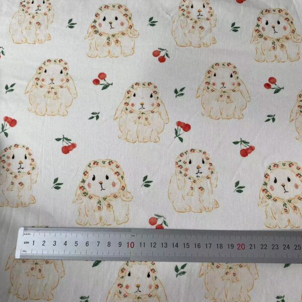 主图-03 100% Cotton Cute Cartoon Bunny Print Fabric — Soft & Comfortable for Kidswear