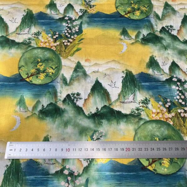 100% Cotton 3D Oil-Painting Chinese Style Fabric — Artistic & Breathable