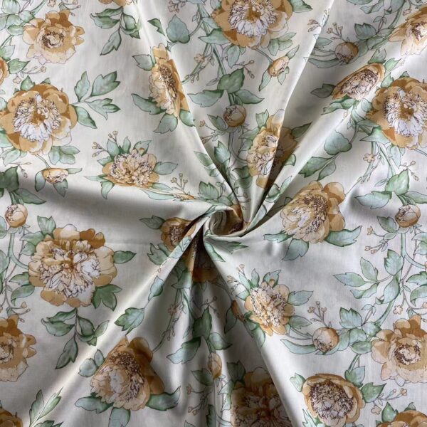 主图-03 100% Cotton Digital Printed Vintage Peony Rose Fabric — Soft, Breathable & Color-Rich