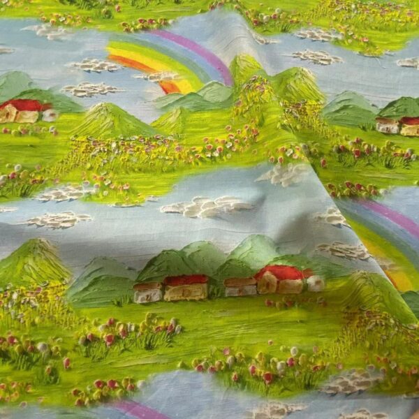 100% Cotton Digital Printed 3D Oil Painting Fabric — Premium, Vibrant & Textured