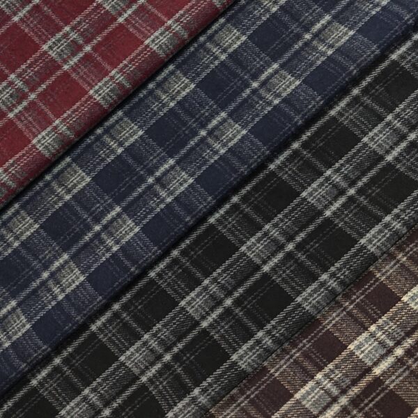 Polyester Rayon Knitted Jacquard Check Fabric — Elastic & Structured for Fall/Winter