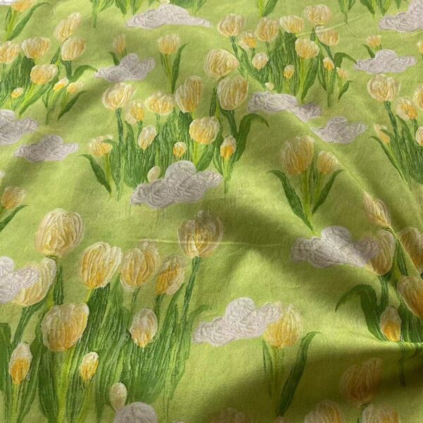 100% Cotton Digital Printed 3D Pastoral Oil Painting Fabric — Soft, Artistic & Durable