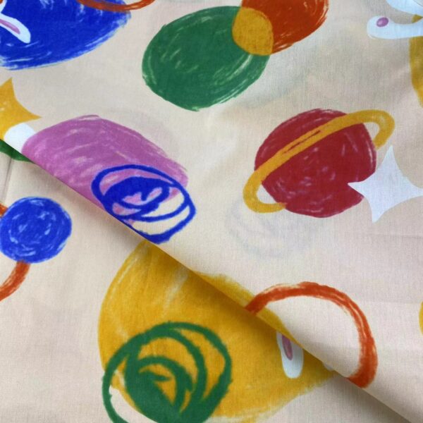 100% Cotton Digital Printed Cartoon Fabric — Graffiti Bunny for Kidswear & DIY Crafts