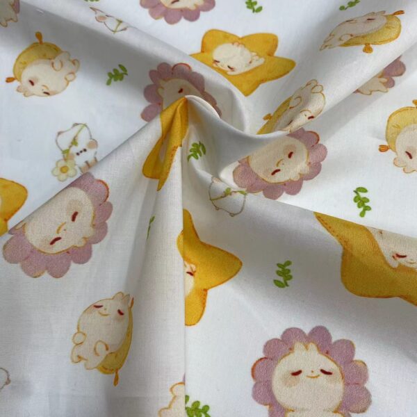 100% Cotton Combed Digital Printed Cartoon Fabric — Soft & Playful for Kids and Women