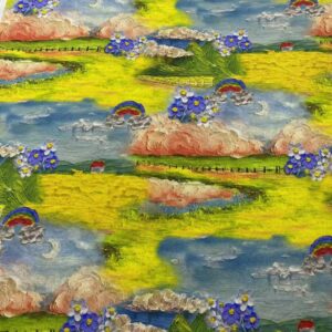 100% Cotton 3D Pastoral Oil-Painting Printed Fabric — Soft & Artistic