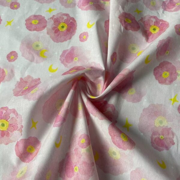 主图-04 100% Cotton Digital Printed Blurred Pink Floral Fabric — Soft & Elegant for Kids & Women