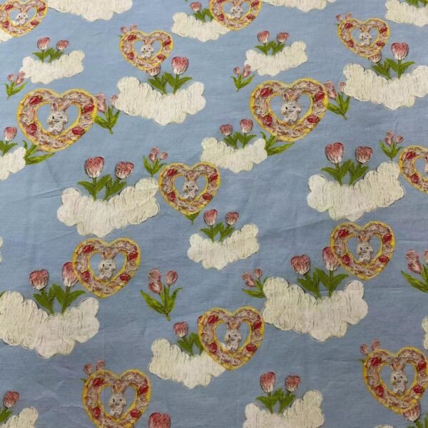 主图-04 100% Cotton Digital Printed 3D Oil Painting Cloud Fabric — Soft & Whimsical for Kids & Women