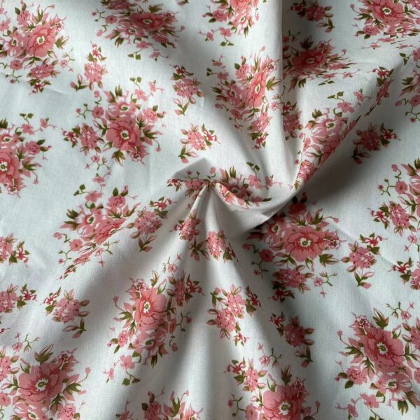 100% Cotton Pink Mini Floral Fabric — Soft & Breathable for Kidswear