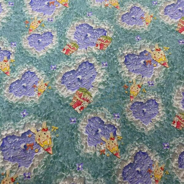 100% Cotton 3D Oil Painting Night Sky Bunny Fabric — Premium Kidswear & Dress Material