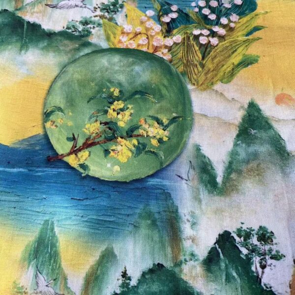 100% Cotton 3D Oil-Painting Chinese Style Fabric — Artistic & Breathable