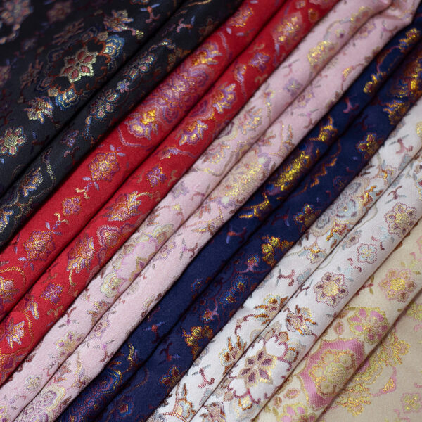 Polyester Baoxiang Floral Jacquard Brocade Fabric — Traditional Luminous Texture