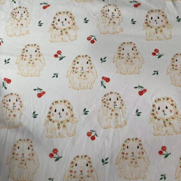 主图-05 100% Cotton Cute Cartoon Bunny Print Fabric — Soft & Comfortable for Kidswear