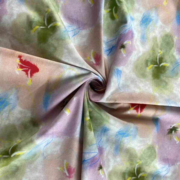 100% Cotton Digital Printed Gradient Floral Fabric — Elegant & Soft Touch