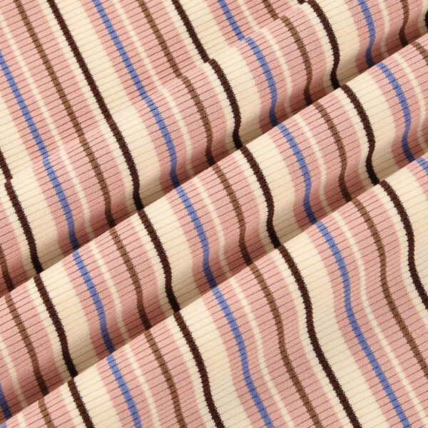 Polyester 2×2 Rib Stripe Fabric — Soft Cotton-Like Stretch & Shape Retention