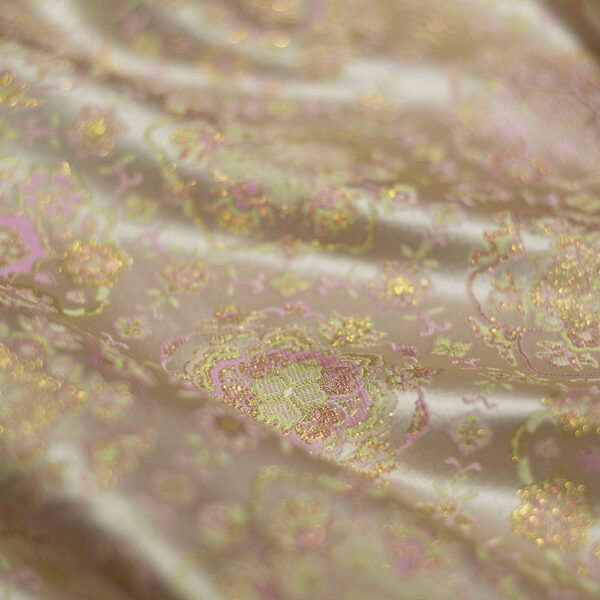 Polyester Baoxiang Floral Jacquard Brocade Fabric — Traditional Luminous Texture