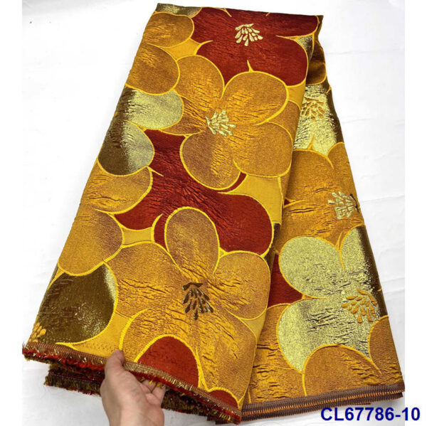 Metallic Thread Embroidered Jacquard Brocade Fabric — Luxurious & Structured